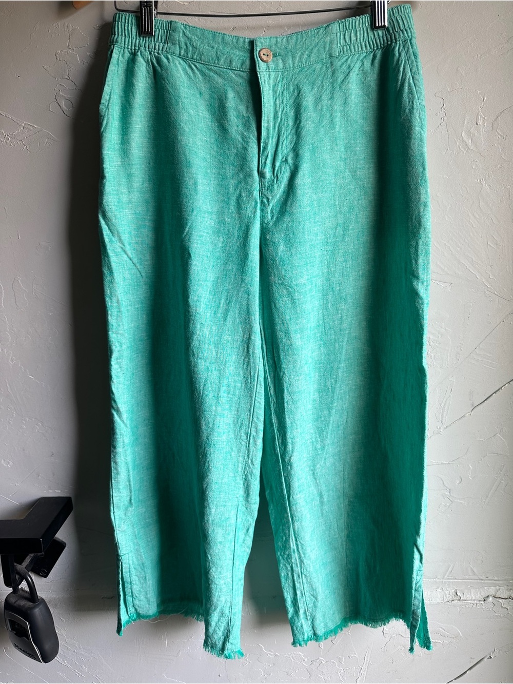 Carve Designs Green Linen Blend Wide Leg Pants Coastal Resort Boho Casual